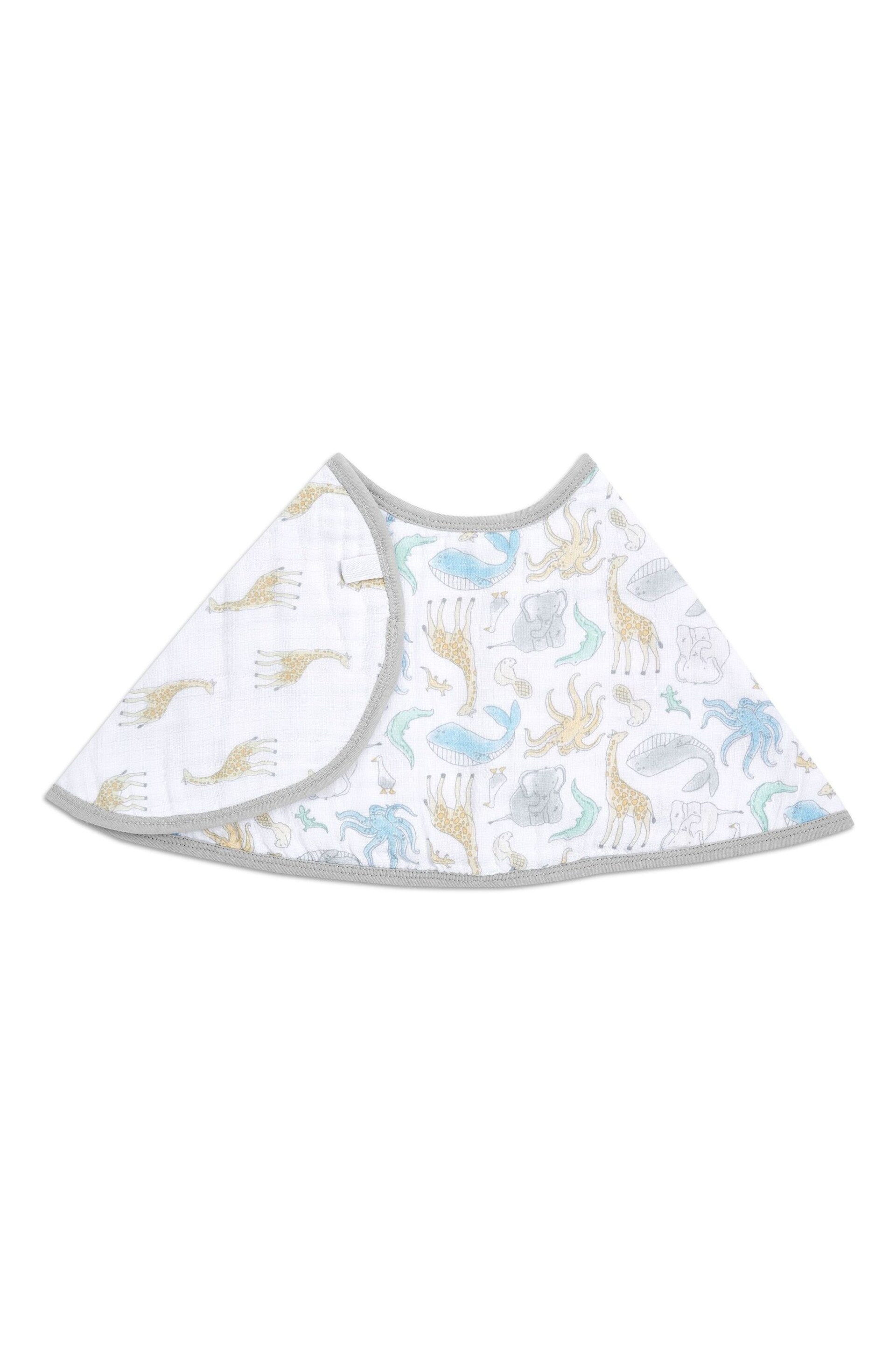 Aden + Anais Baby Essentials White Cotton Muslin Natural History Burpy Bib - Image 4 of 6