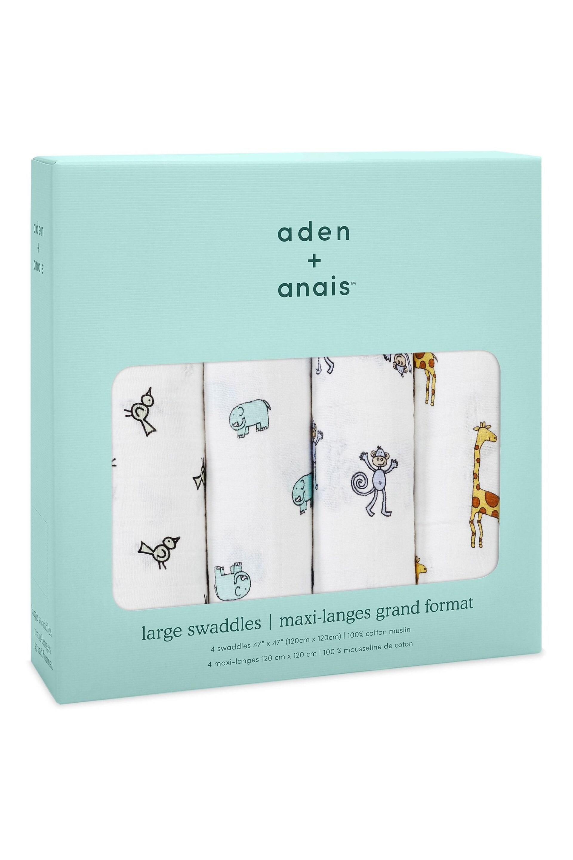 aden + anais jungle jam Large Cotton Muslin Blankets 4 Pack - Image 1 of 6