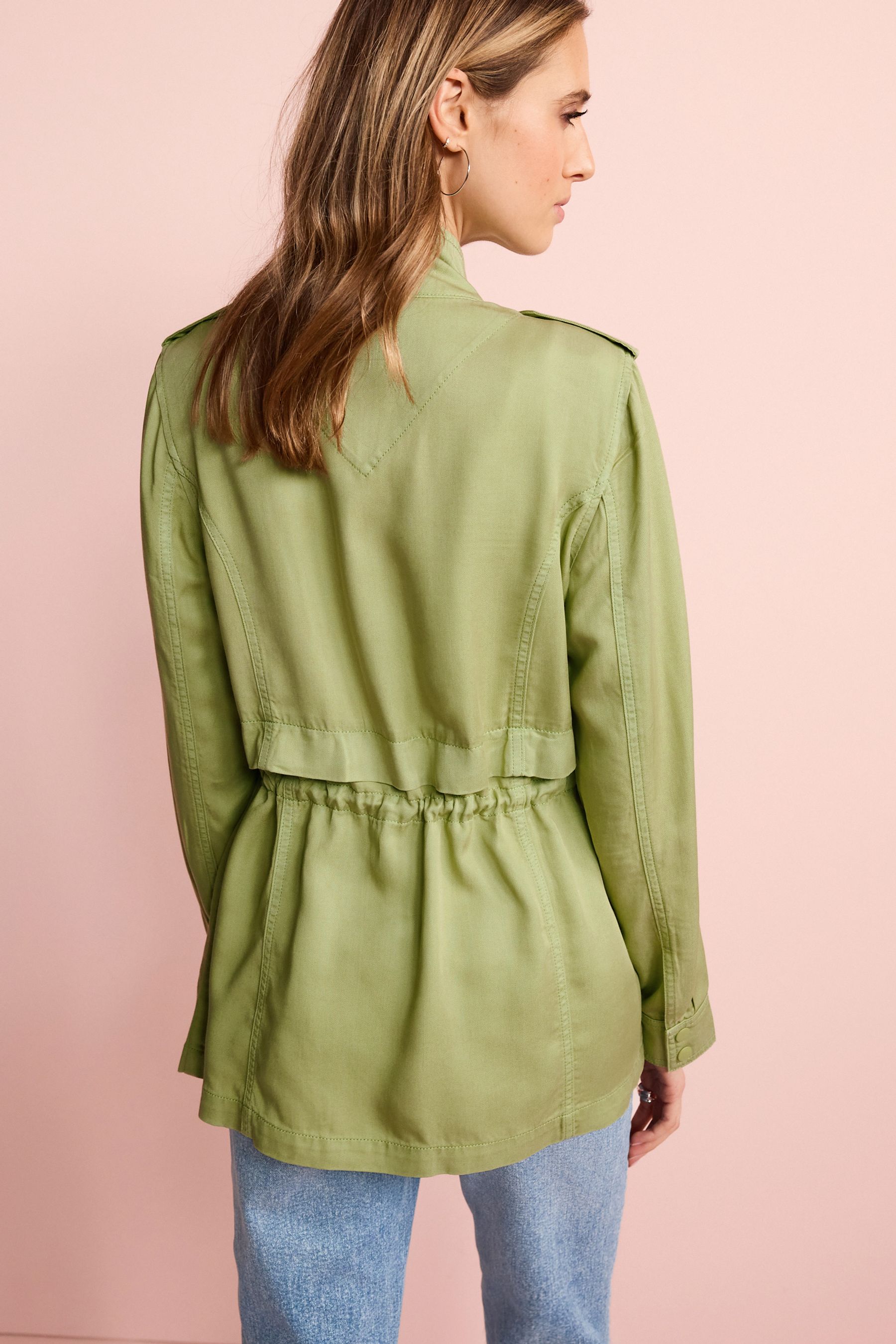 Buy Soft Khaki Green Relaxed Utility Jacket with Patch Pockets from Next Luxembourg