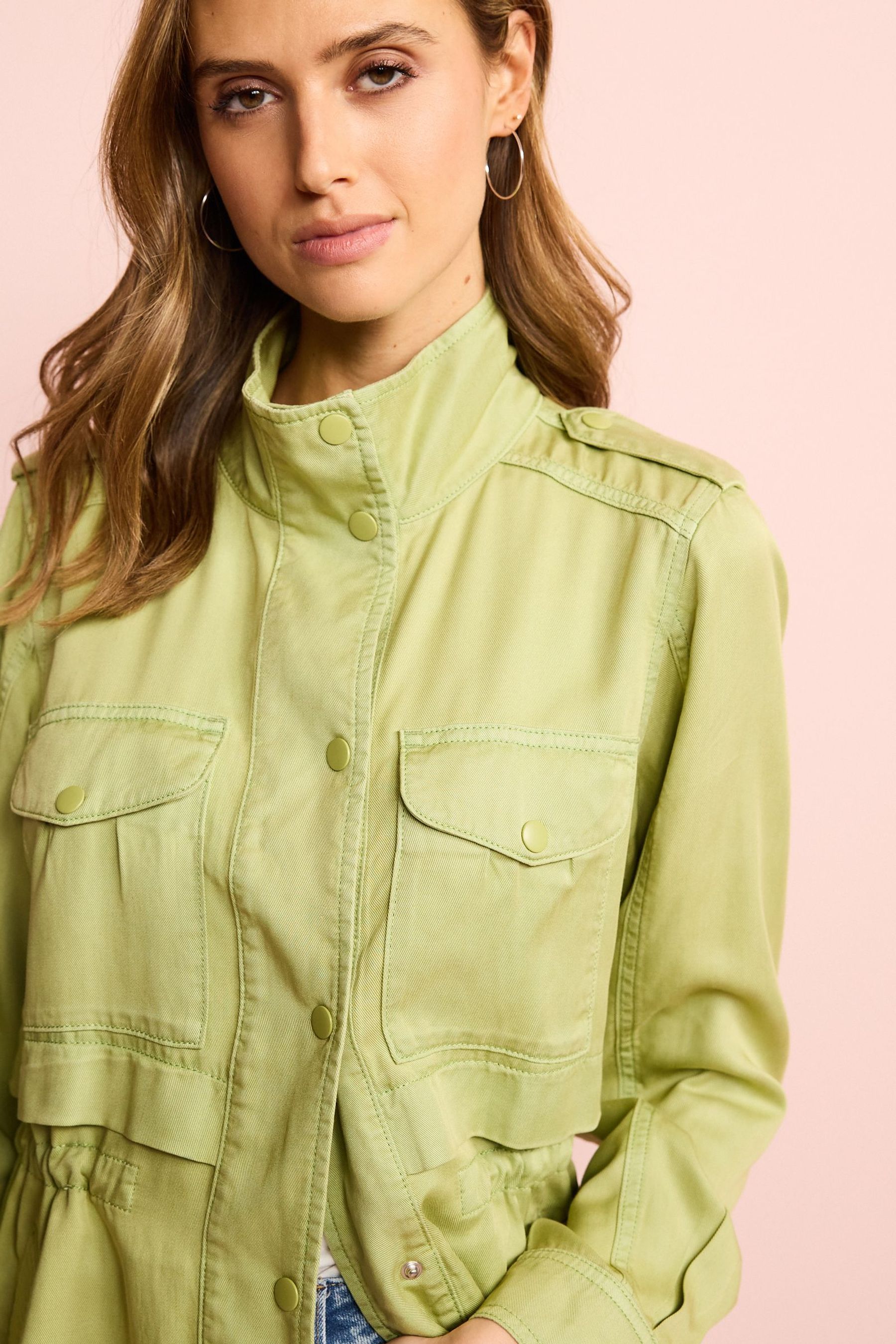 Buy Soft Khaki Green Relaxed Utility Jacket with Patch Pockets from Next Luxembourg
