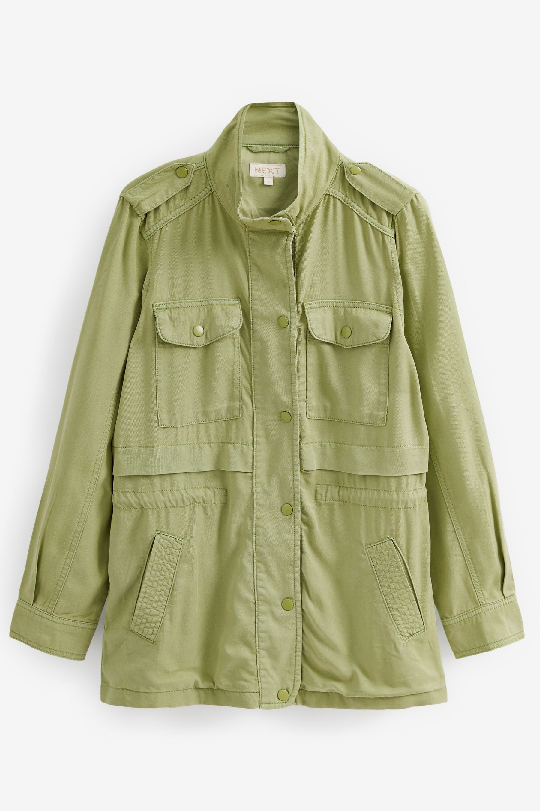Buy Soft Khaki Green Relaxed Utility Jacket with Patch Pockets from Next Luxembourg