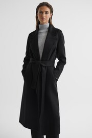 Reiss Black Honor 100% Cashmere Wool Blindseam Long Coat - Image 6 of 8