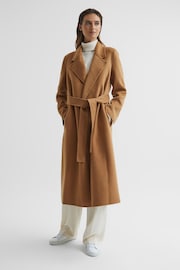 Reiss Camel Honor 100% Cashmere Wool Blindseam Long Coat - Image 6 of 7