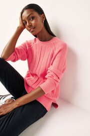Coral Pink Ribbed Crew Neck Jumper - Image 2 of 6