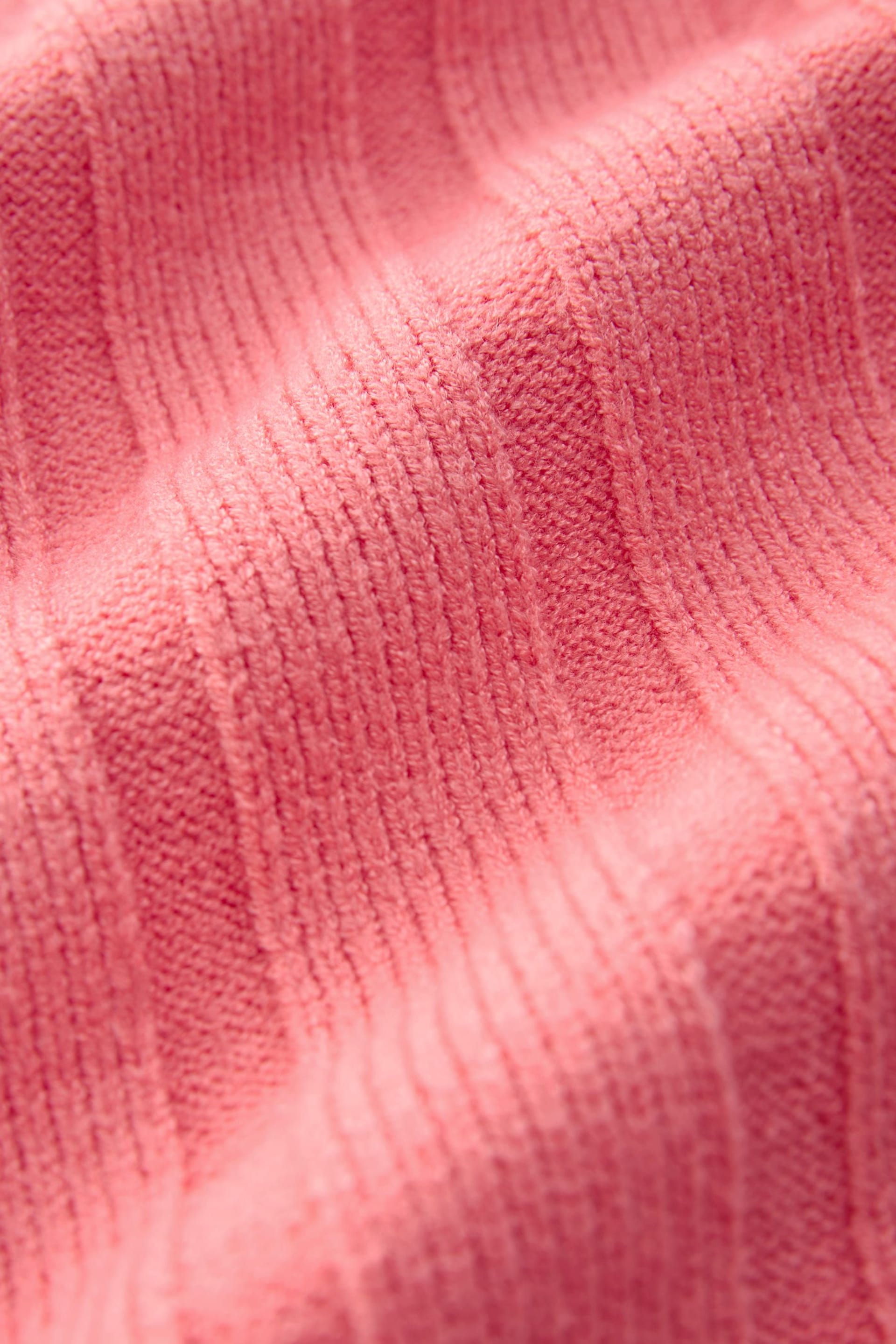 Coral Pink Ribbed Crew Neck Jumper - Image 6 of 6
