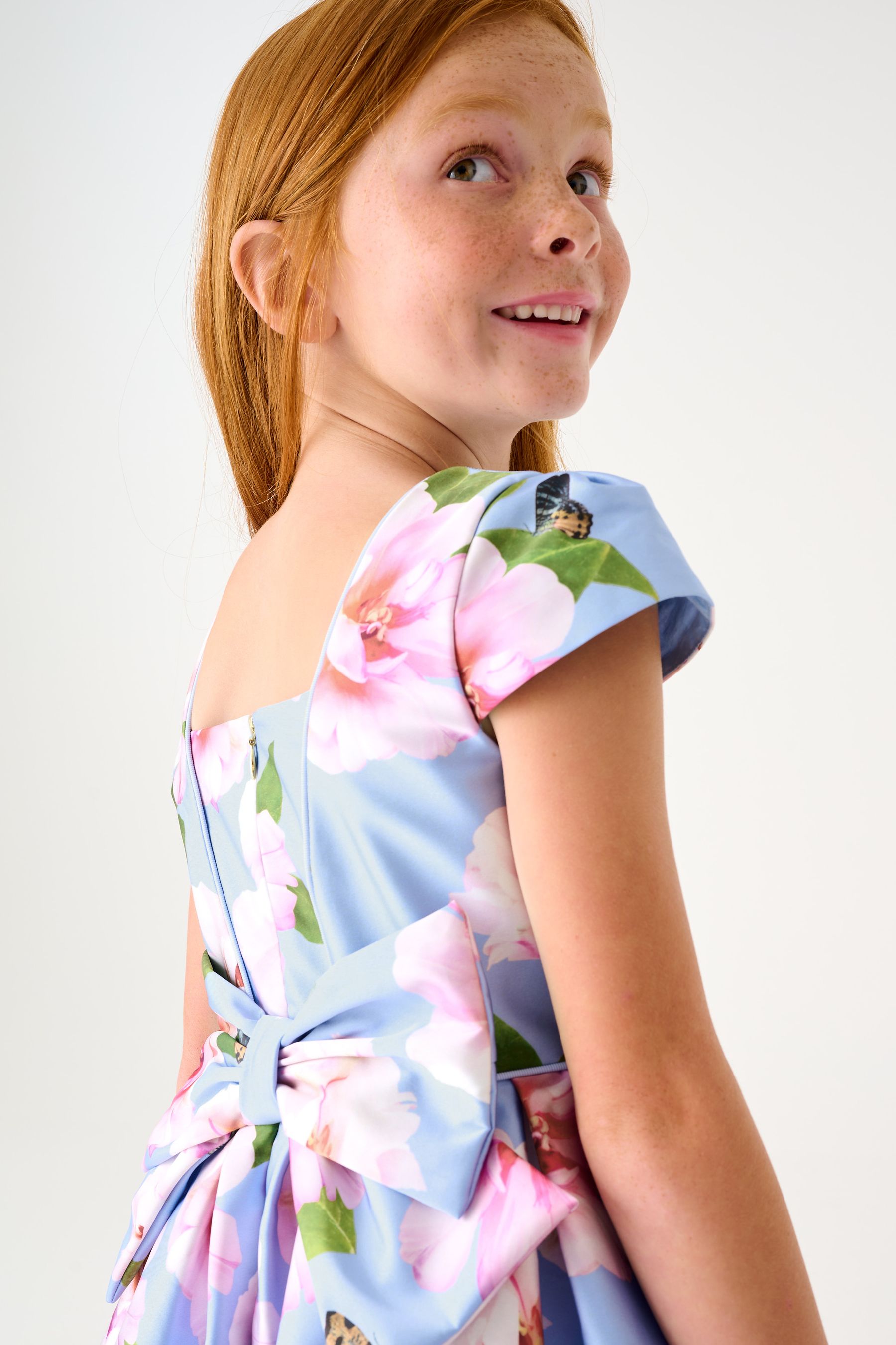 Buy Baker by Ted Baker Blue Floral Satin Dress from Next Luxembourg