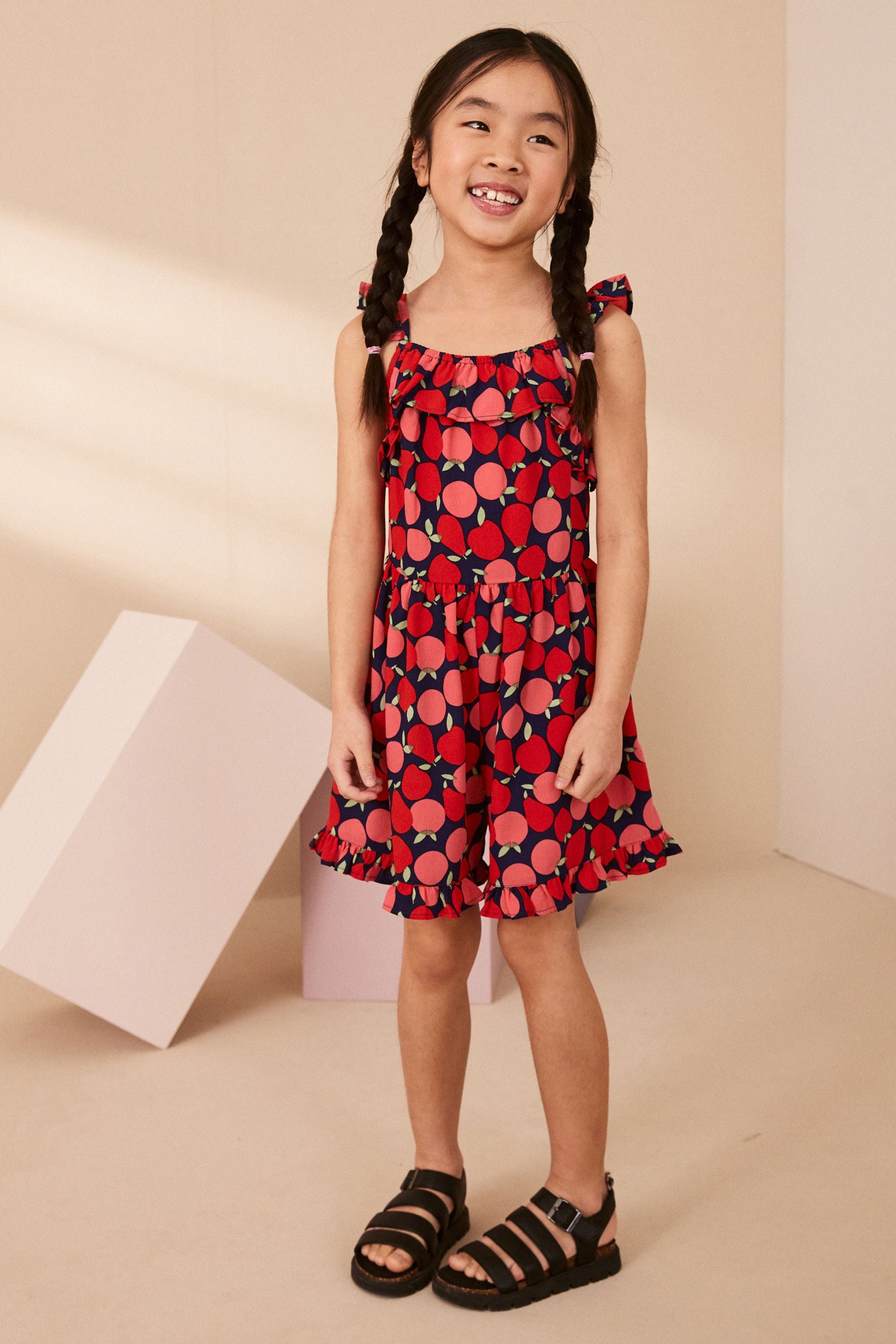 Red frill playsuit cheap