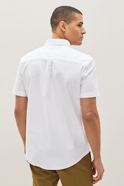 White Regular Fit Short Sleeve Oxford Shirt - Image 2 of 5