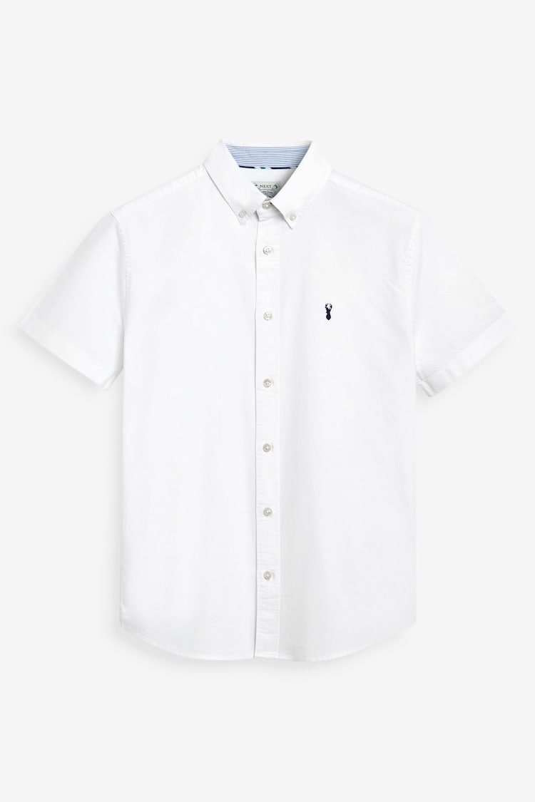 White Regular Fit Short Sleeve Oxford Shirt - Image 4 of 5