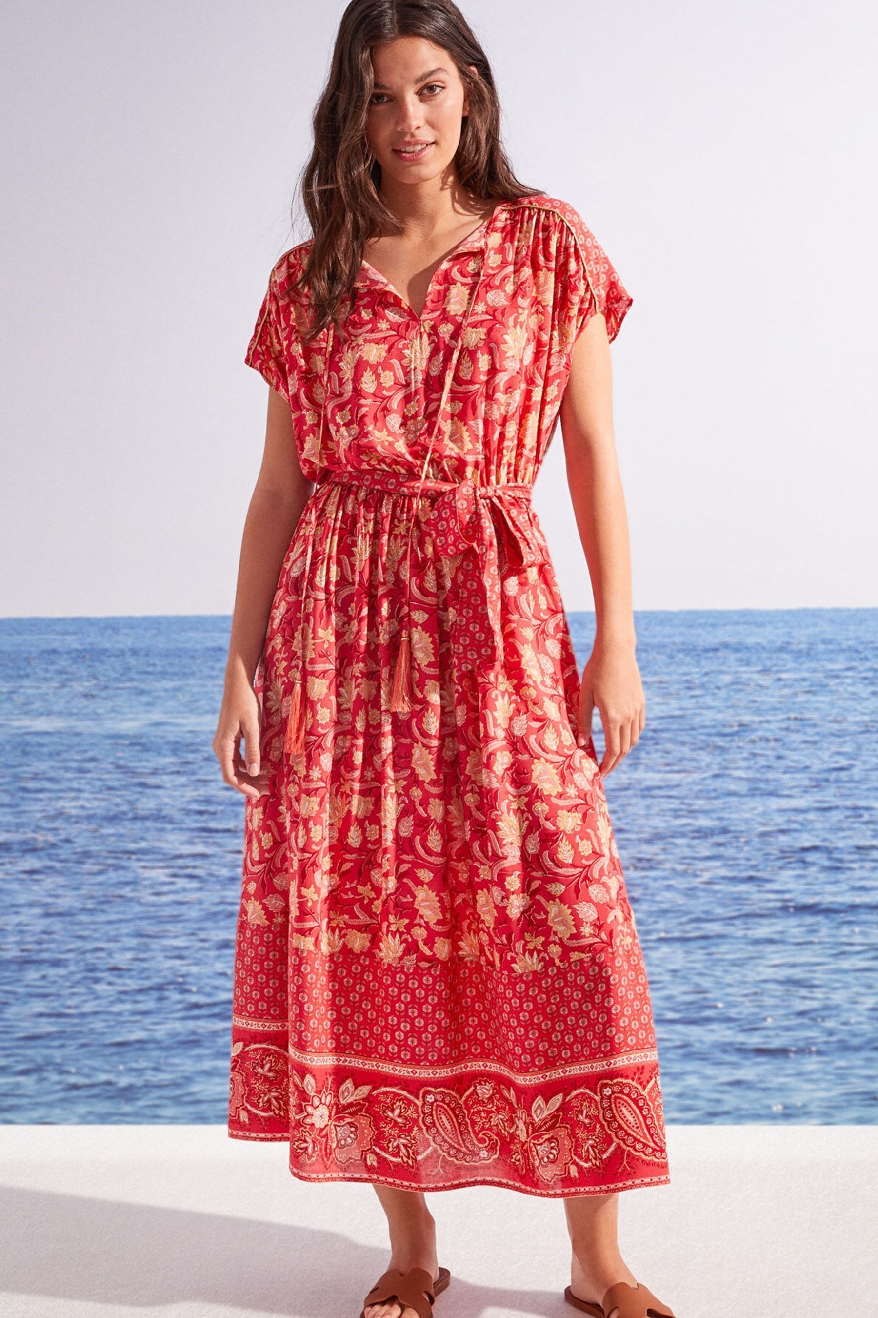 Buy Women secret Red Floral Print Midi Dress from Next Luxembourg