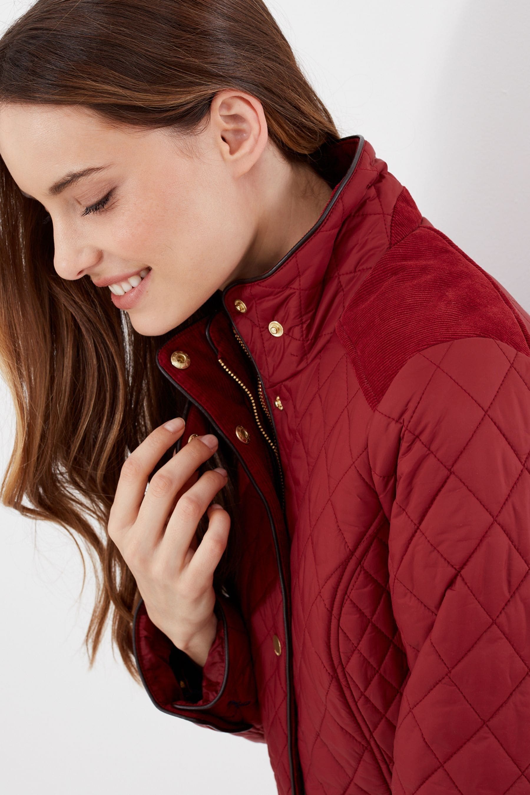 Joules red quilted jacket new arrivals