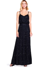 Adrianna Papell Black Blouson Beaded Dress - Image 4 of 5