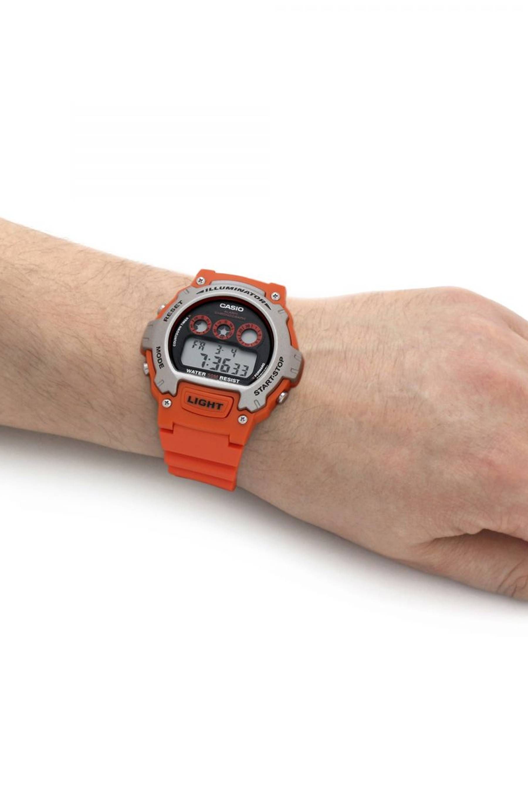 Buy Casio Collection Orange and LCD Stainless Steel and Plastic Resin Quartz Chronograph Watch from the Next UK online shop