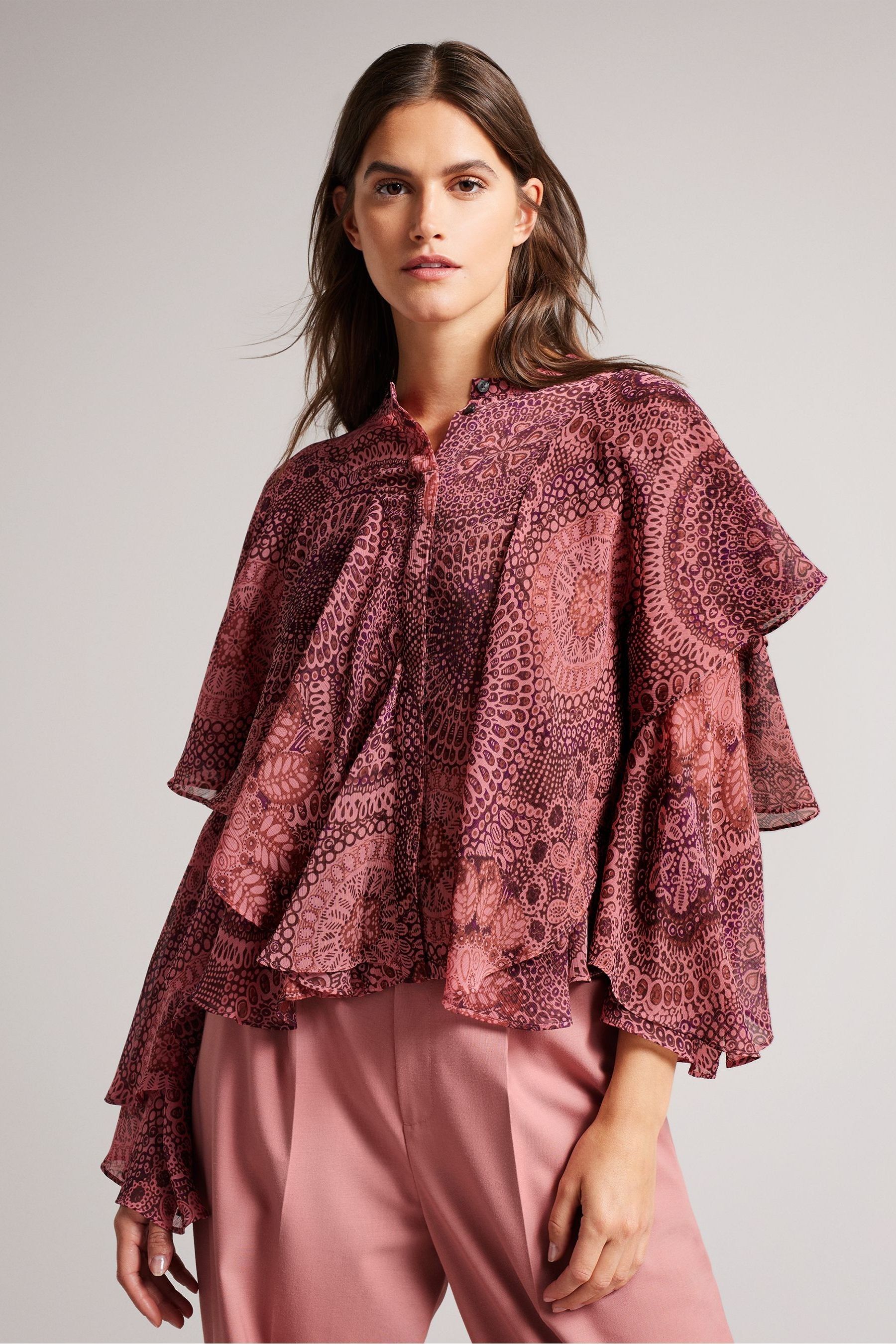 Buy Ted Baker Isauna Red Printed Ruffle Blouse from Next Luxembourg