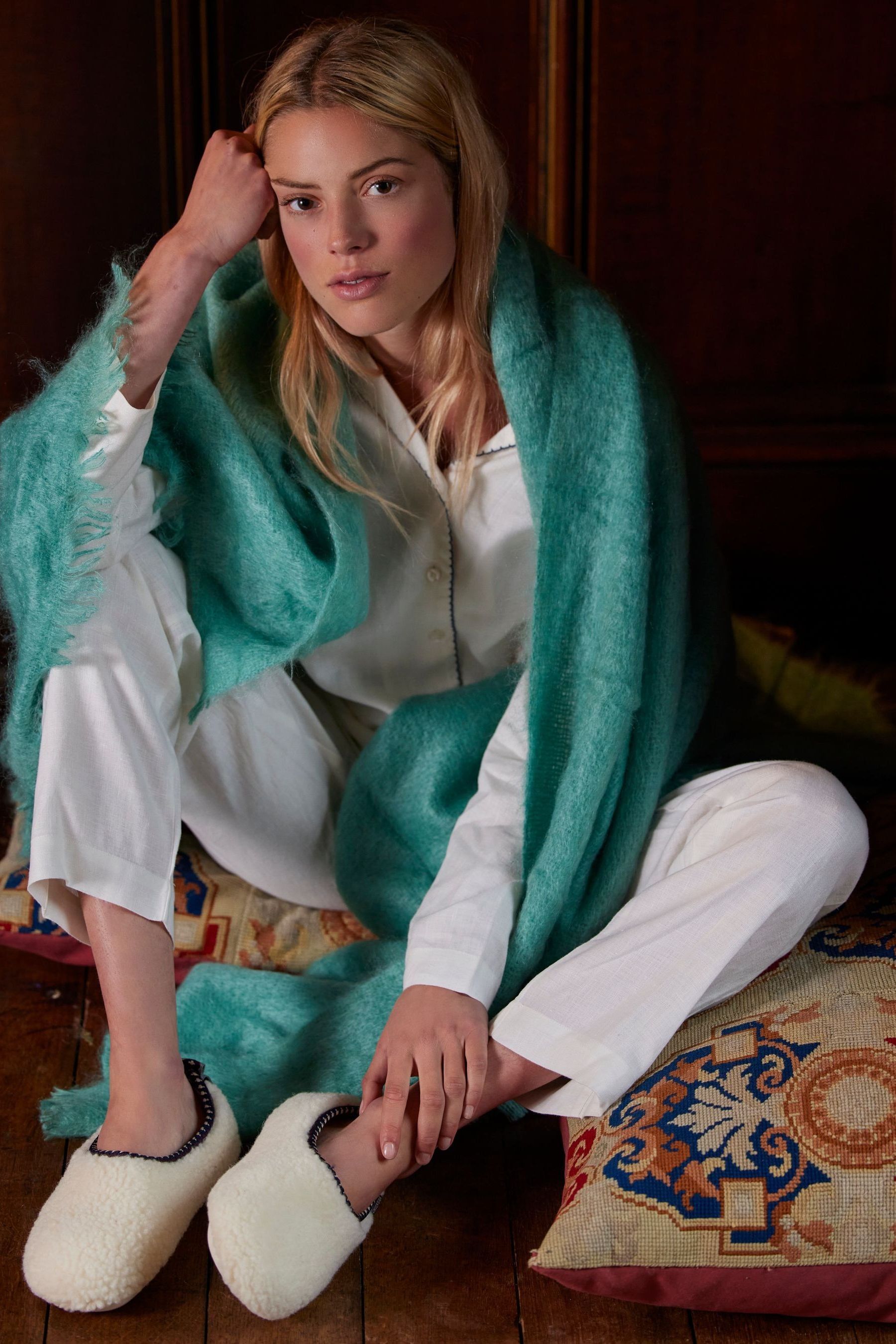 Buy Penelope Chilvers Cream Peaseblossom Fleece Slippers from Next Belgium