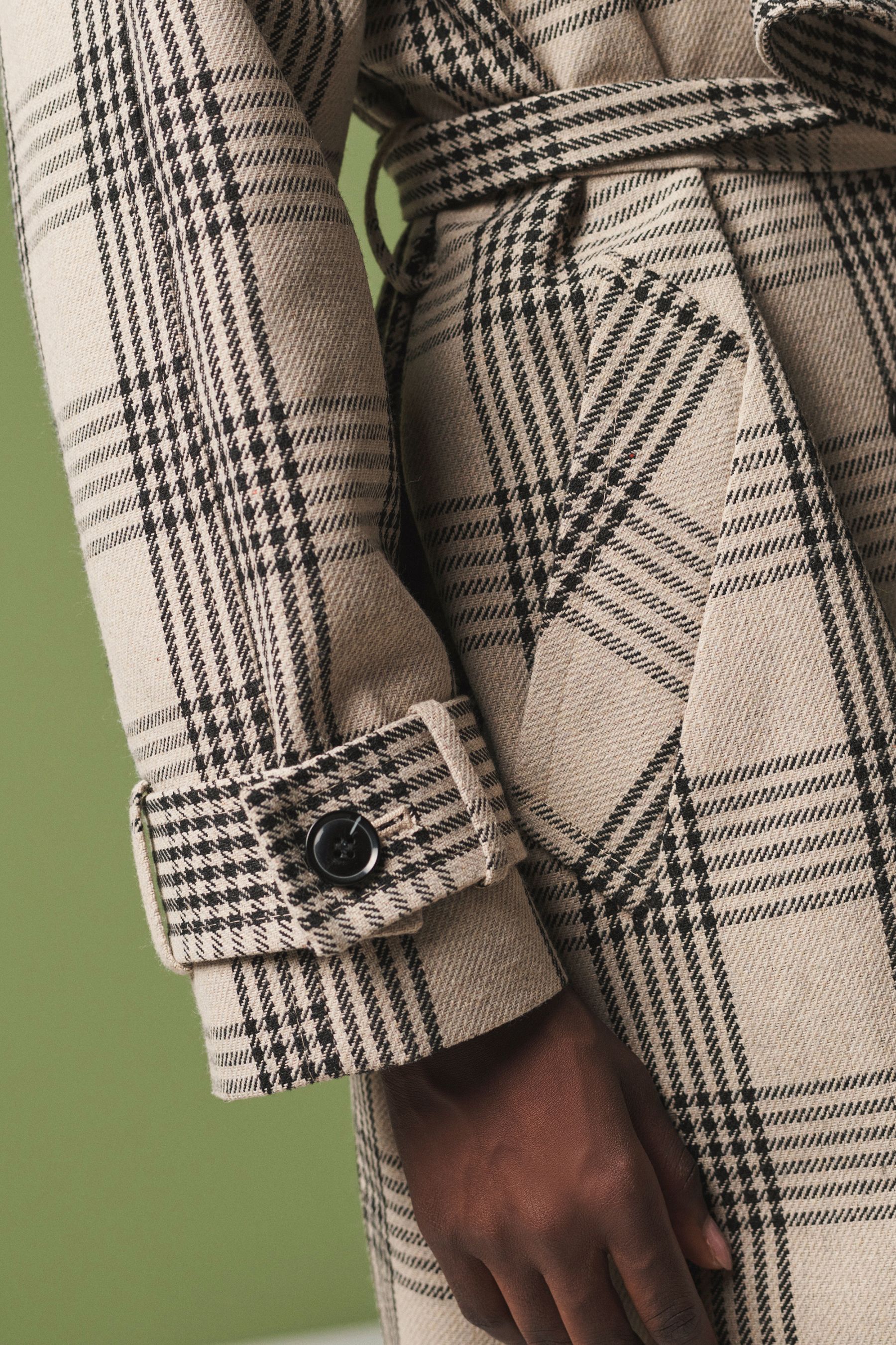 Grey check trench coat online
