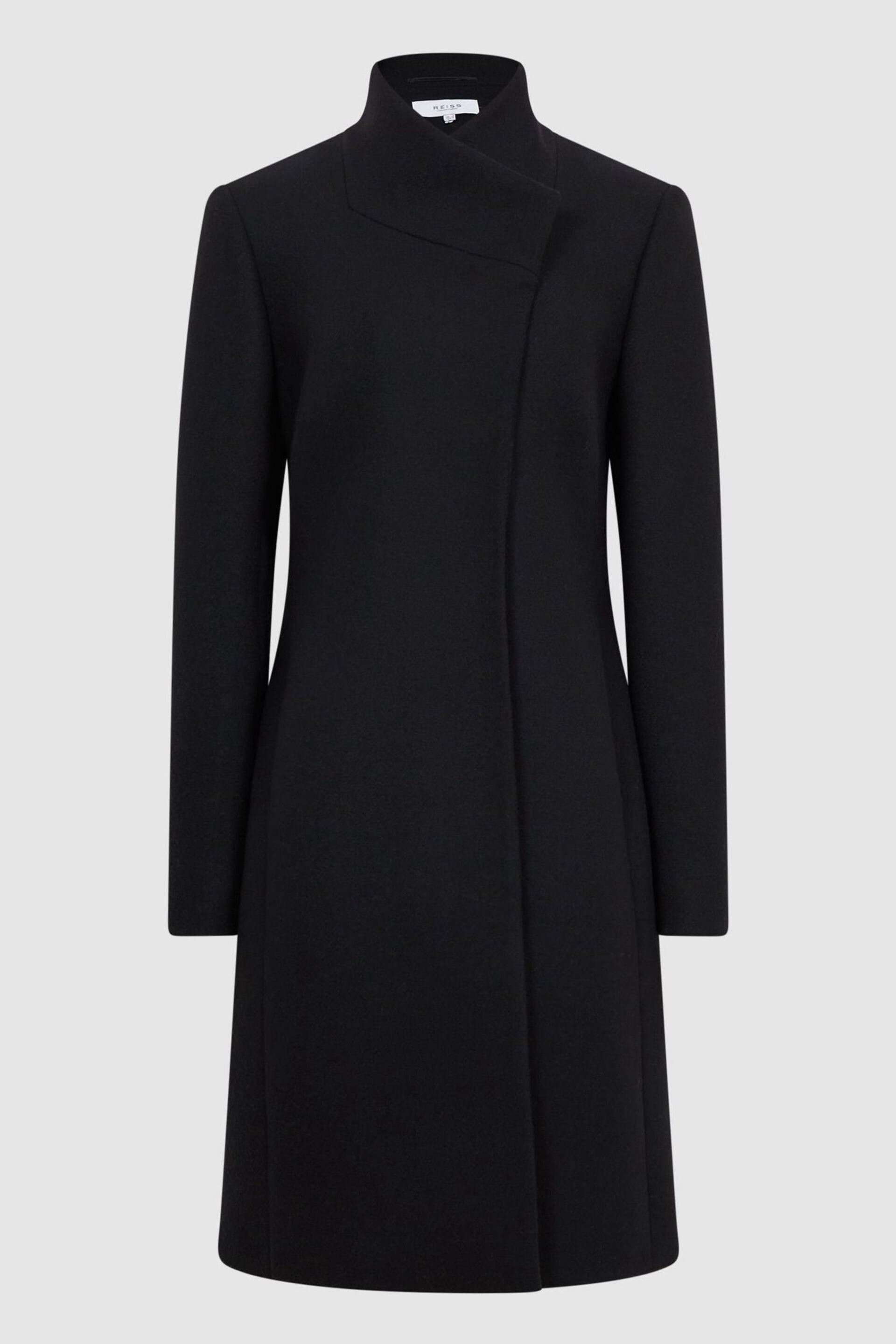 Reiss Black Mia Petite Wool Blend Mid-Length Coat - Image 2 of 7