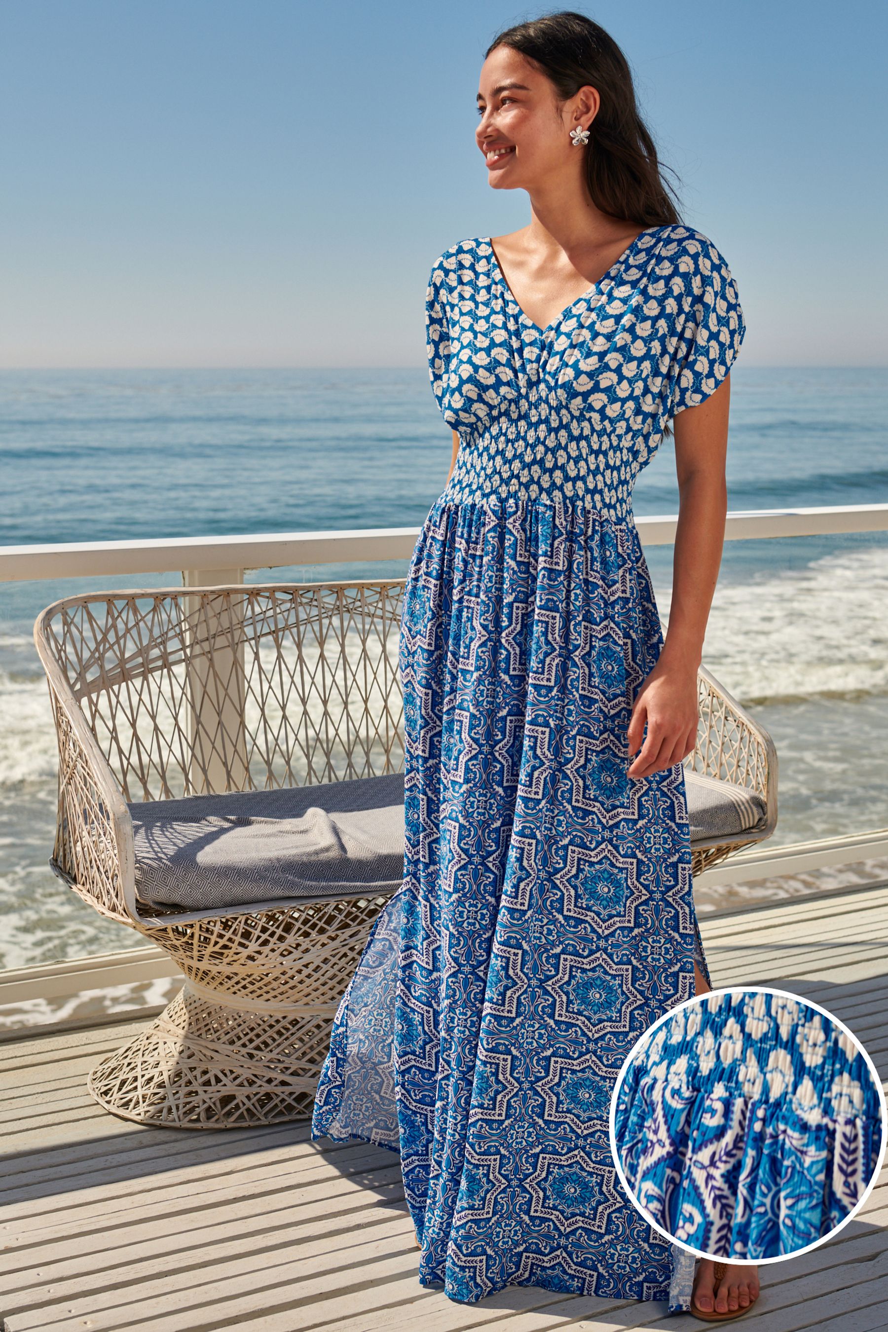 Tile print maxi dress store