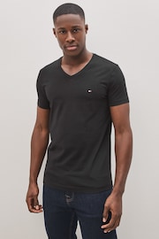 Tommy Hilfiger Black Core Stretch Slim Fit V-Neck T-Shirt - Image 1 of 4