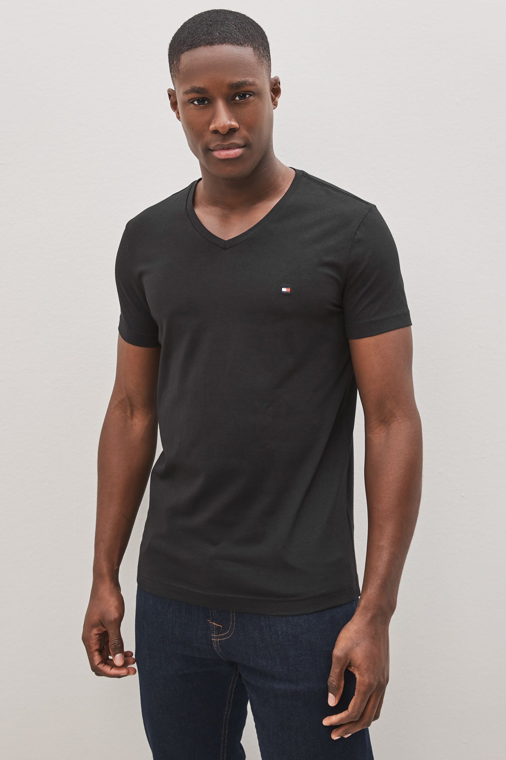 Tommy Hilfiger Black Core Stretch Slim Fit V-Neck T-Shirt - Image 1 of 4
