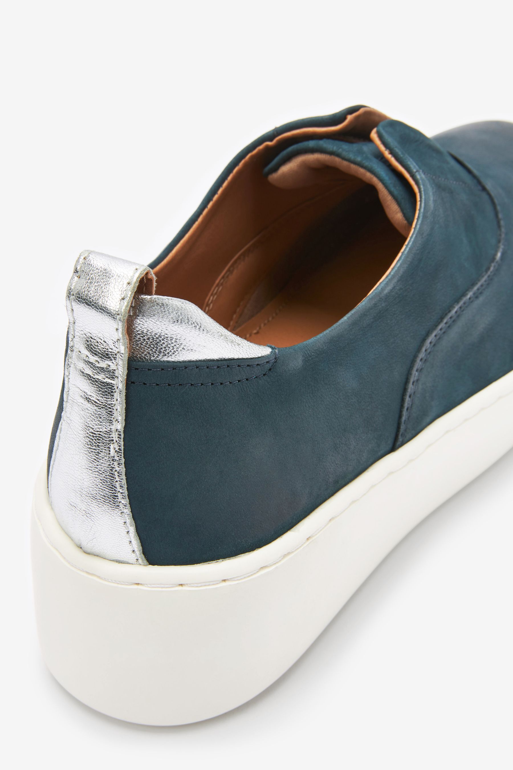 Buy Teal Blue Slip On Signature Forever Comfort Leather Suede Chunky Wedge Platform Trainers from the Next UK online shop