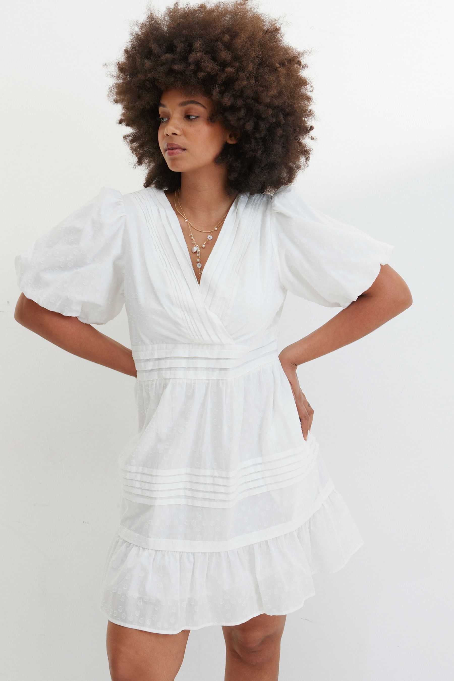 Buy Oliver Bonas White V Neck Mini Dress from Next Luxembourg