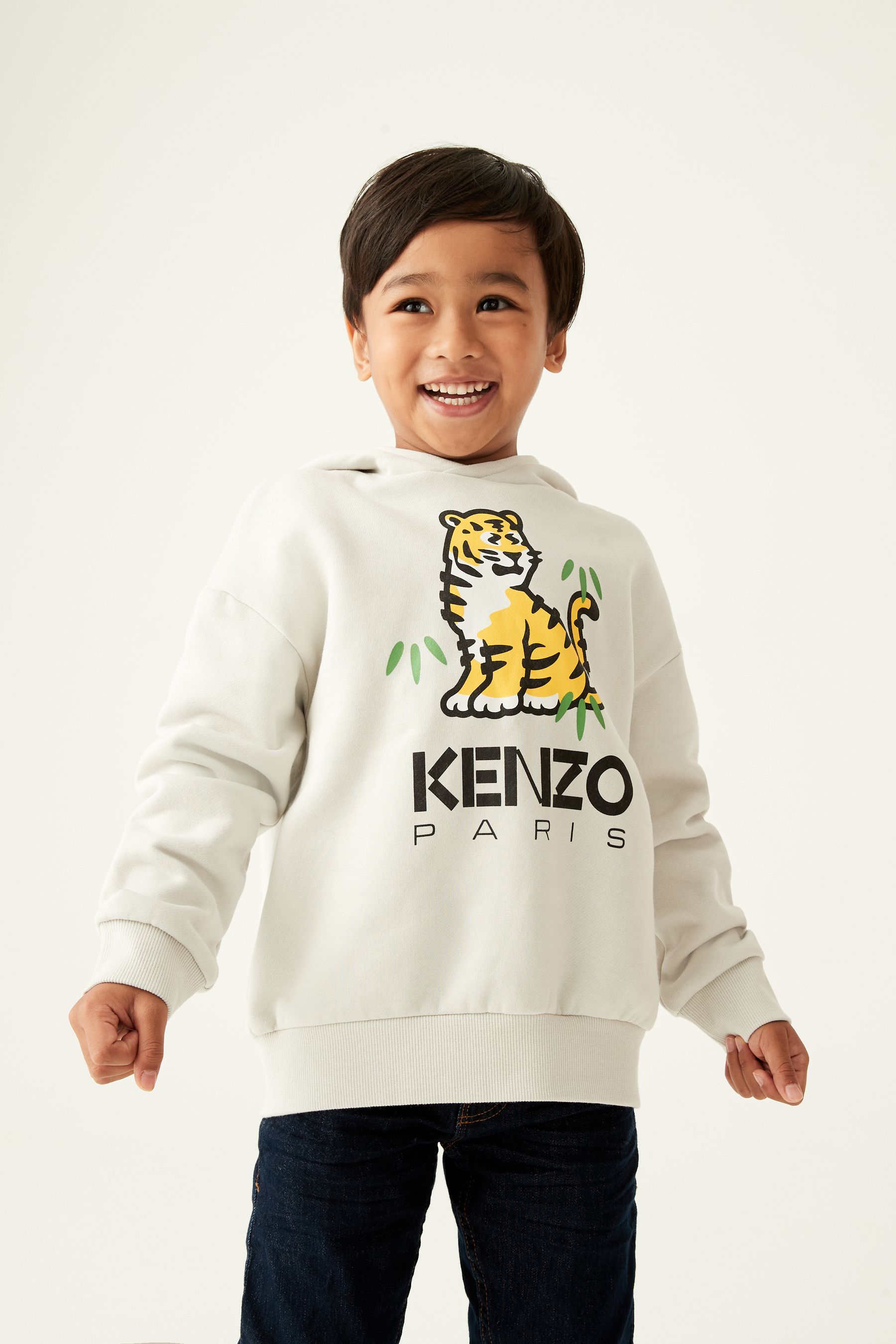 Buy KENZO KIDS Cream Tiger Logo Hoodie from Next Kuwait