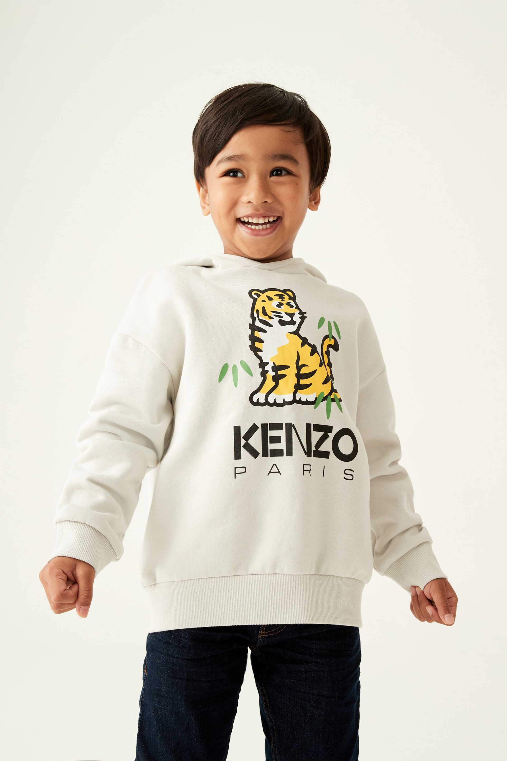 KENZO KIDS Cream Tiger Logo Hoodie - Image 1 of 5