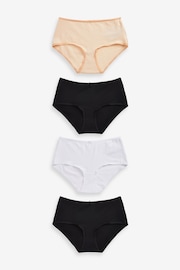 Black/White/Nude Midi Cotton Rich Knickers 4 Pack - Image 1 of 8