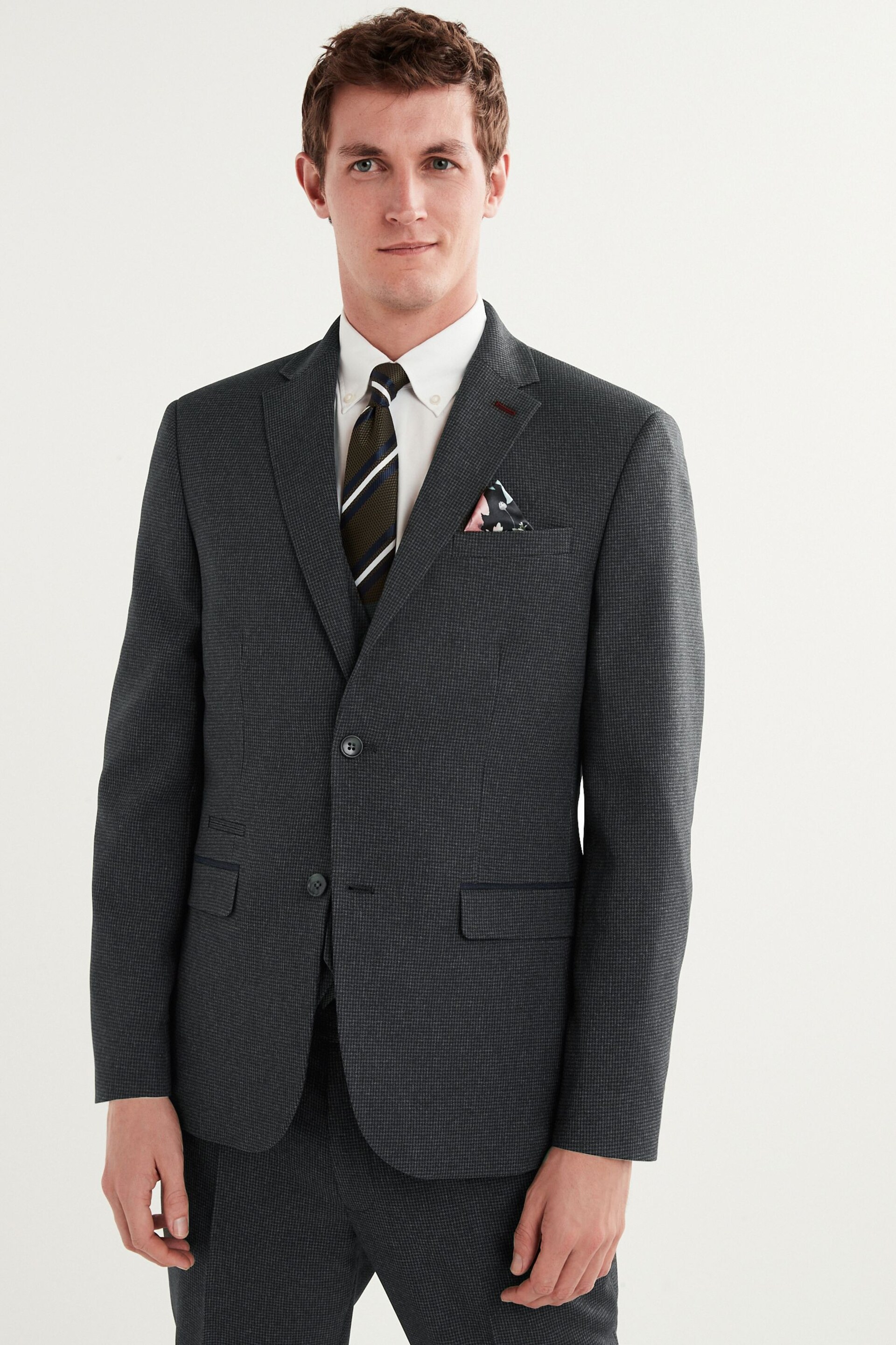 Charcoal Grey Puppytooth Suit Jacket - Image 3 of 12