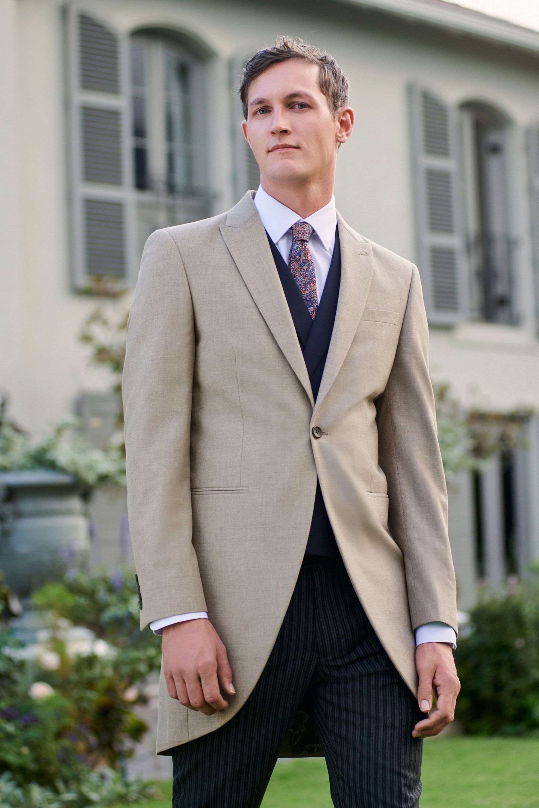 Buy Neutral Slim Morning Suit Jacket from Next Luxembourg