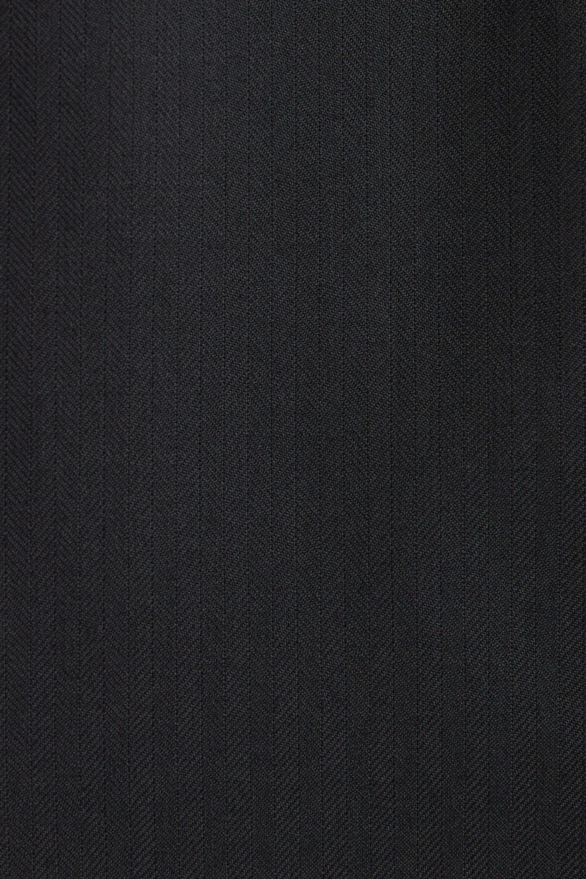 Black Slim Fit Signature Empire Mills British Fabric Herringbone Suit Waistcoat - Image 8 of 9