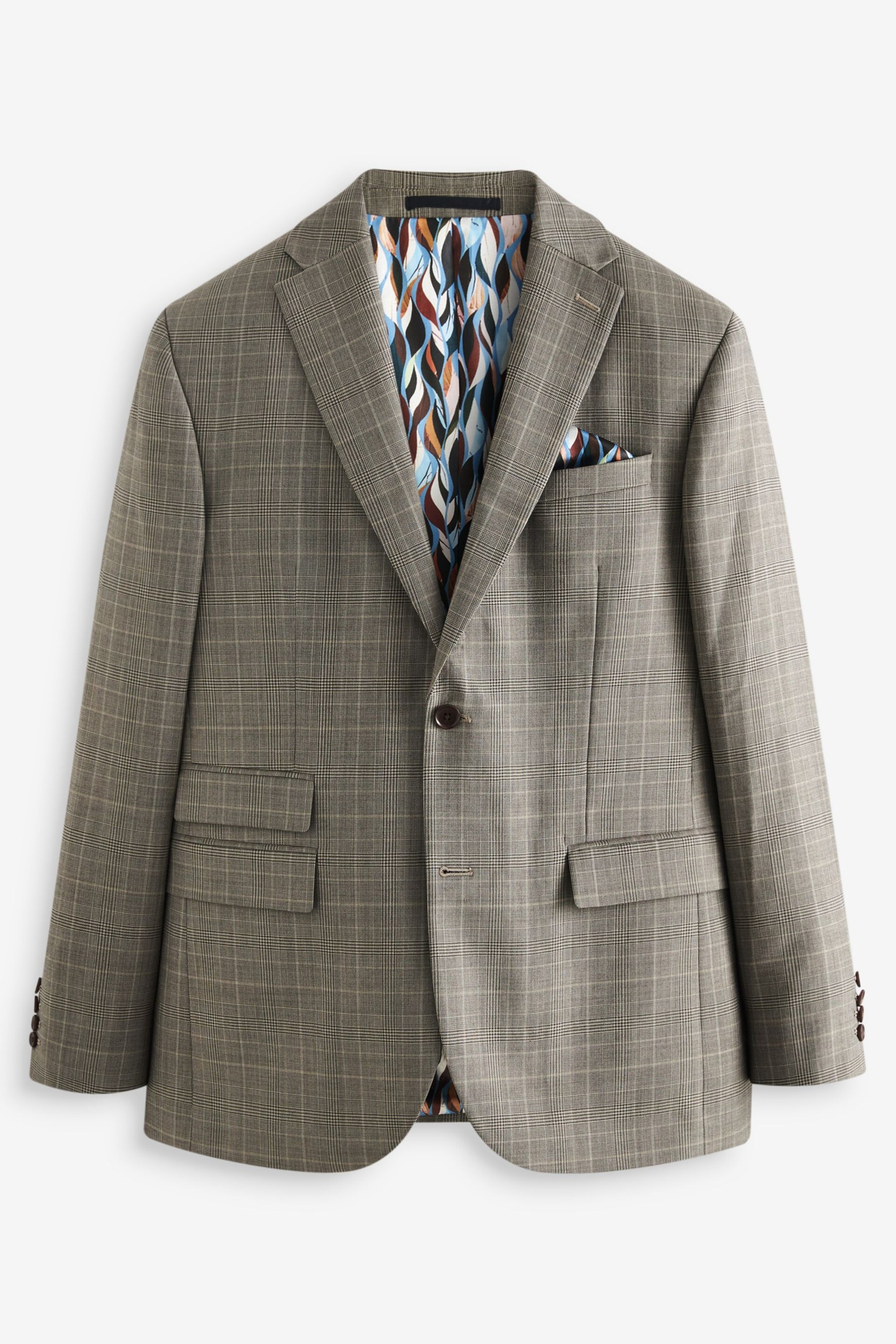 Neutral Regular Fit Signature British Fabric Check Suit: Jacket - Image 10 of 14