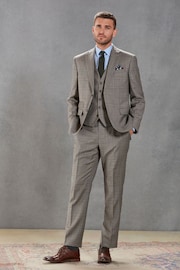 Neutral Regular Fit Signature British Fabric Check Suit: Jacket - Image 2 of 14