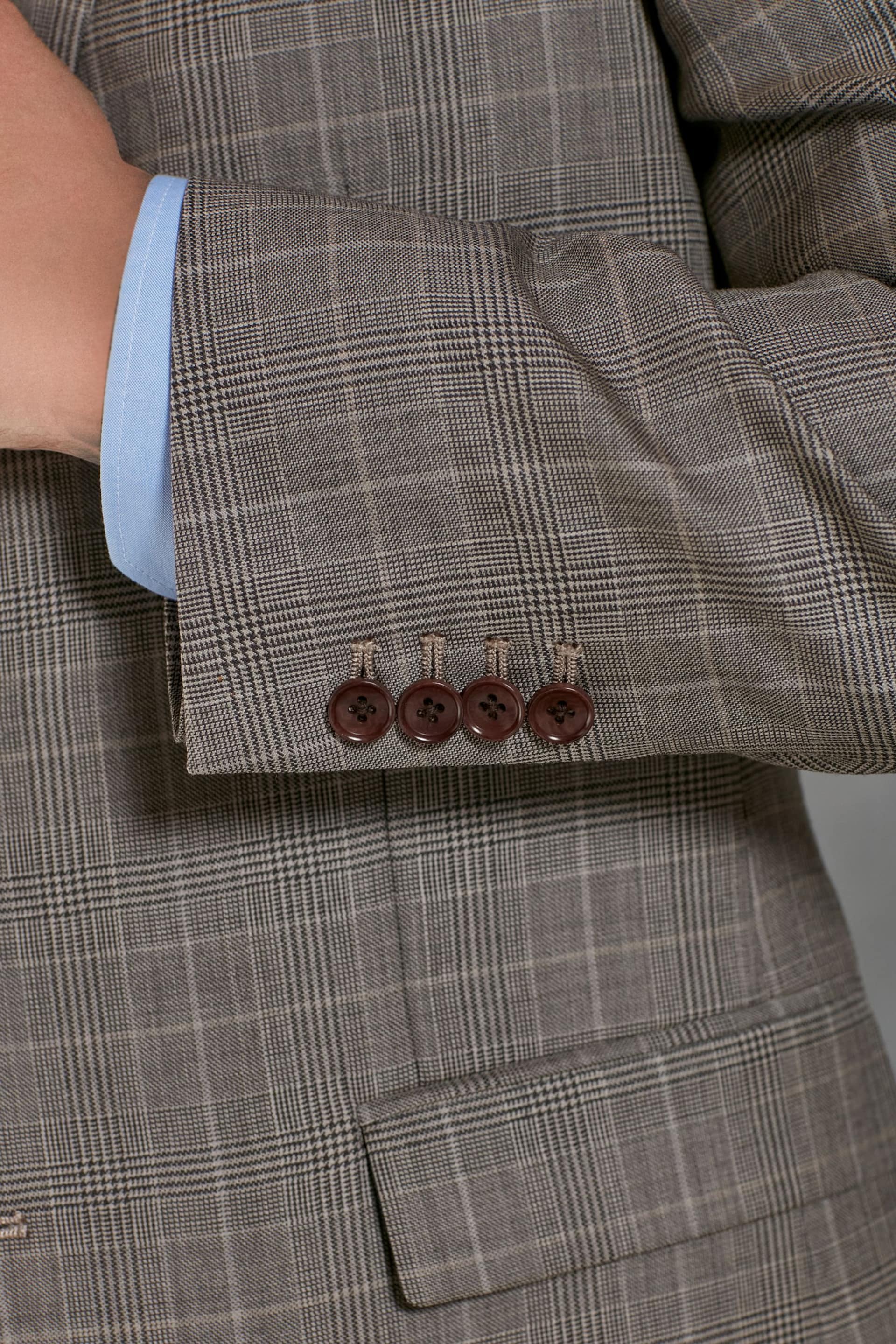 Neutral Regular Fit Signature British Fabric Check Suit: Jacket - Image 8 of 14