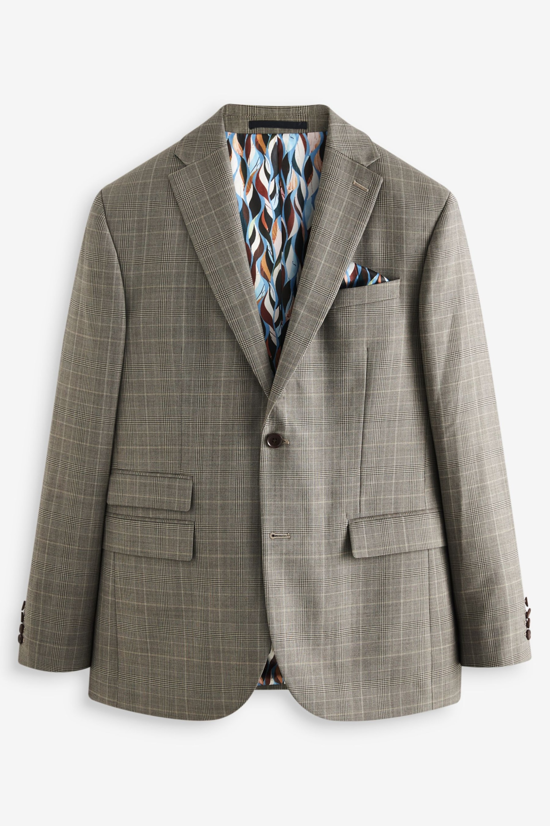 Neutral Regular Fit Signature British Fabric Check Suit: Jacket - Image 9 of 14