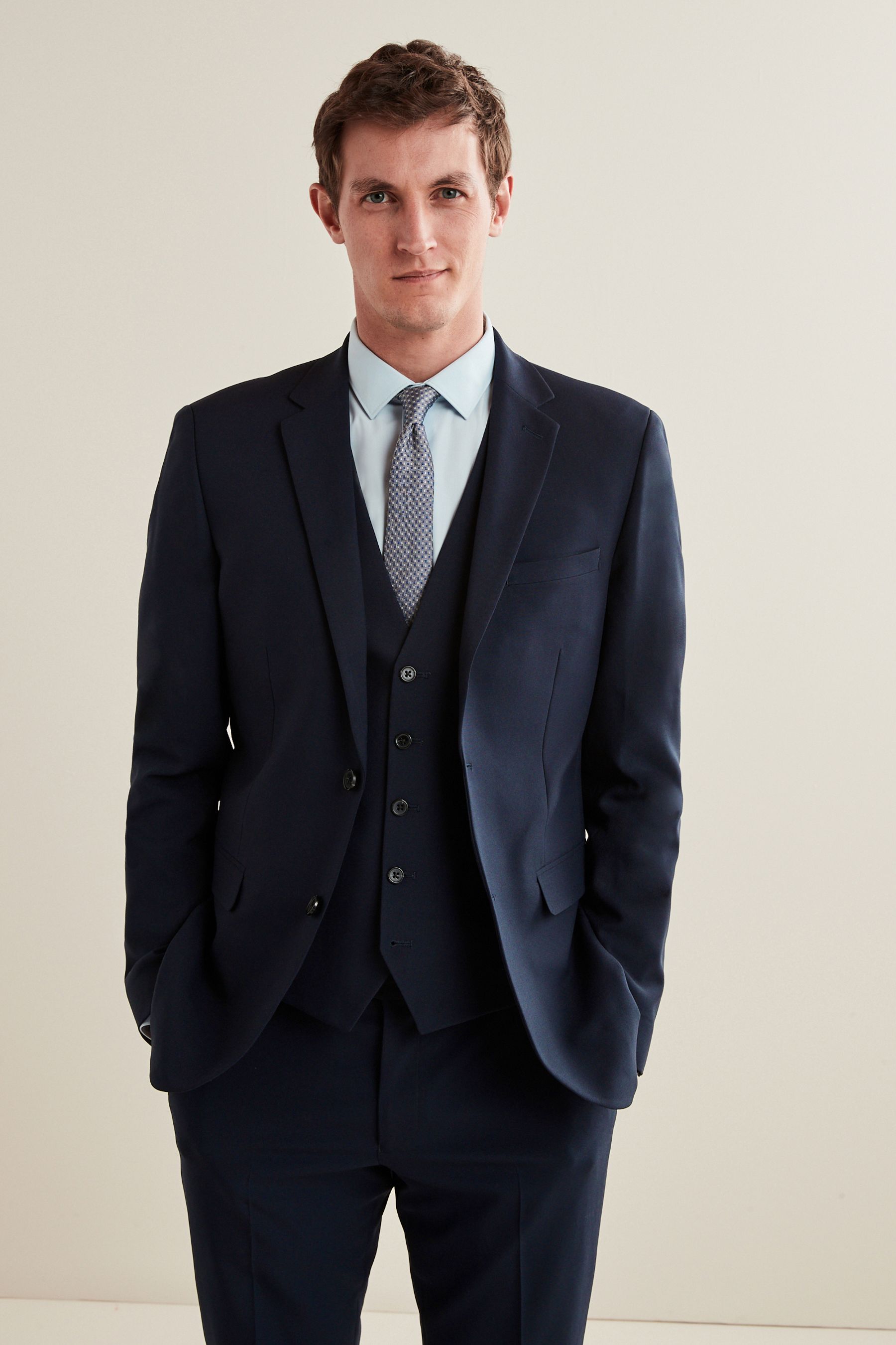 Buy Navy Blue Slim Fit Essential Suit Jacket from the Next UK online shop