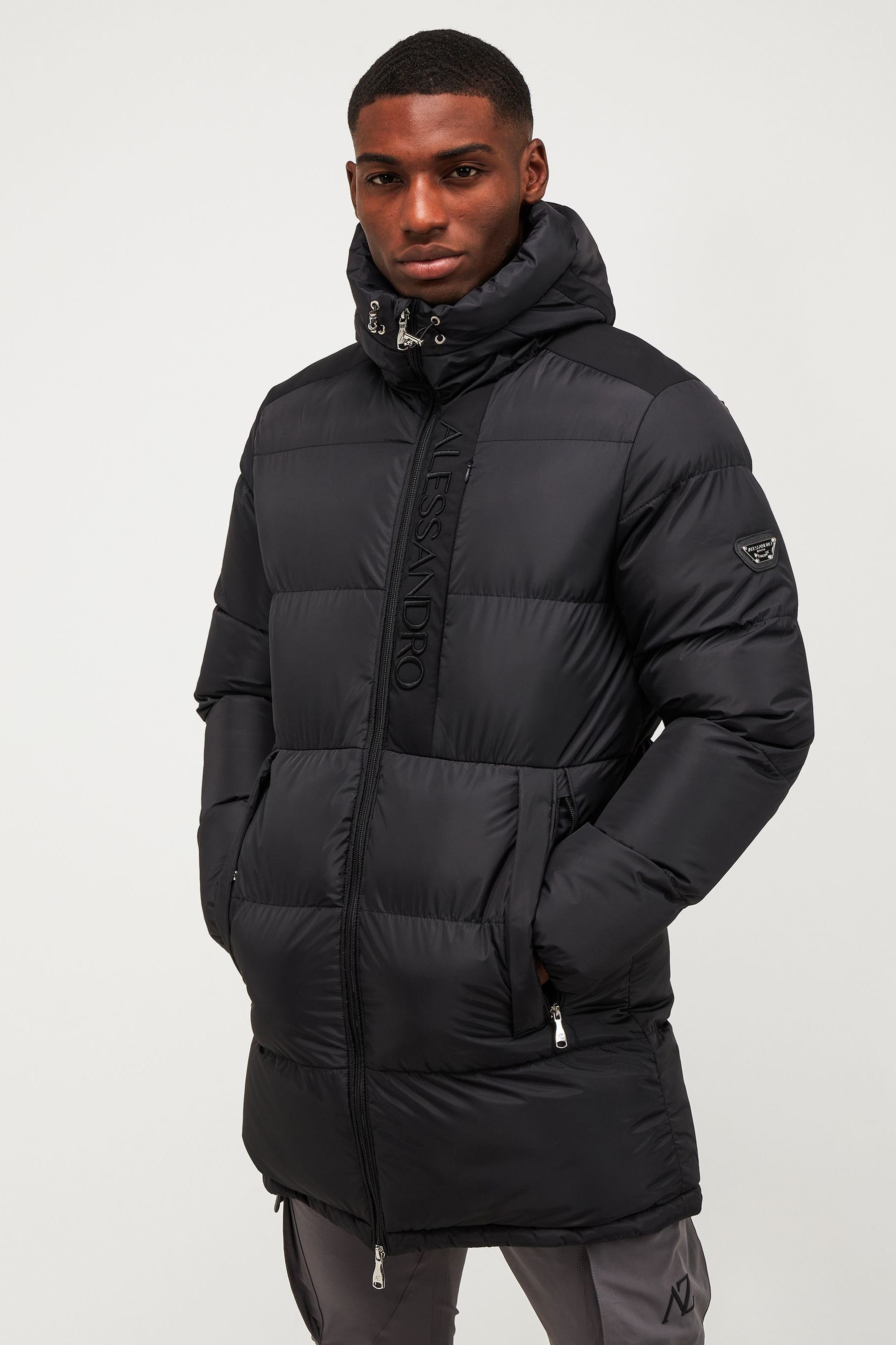 Buy Alessandro Zavetti Torno Longline Puffer Black Jacket from Next Luxembourg