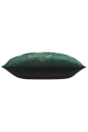 Evans Lichfield Green Multicolour Midnight Garden Birds Piped Velvet Cushion - Image 4 of 6