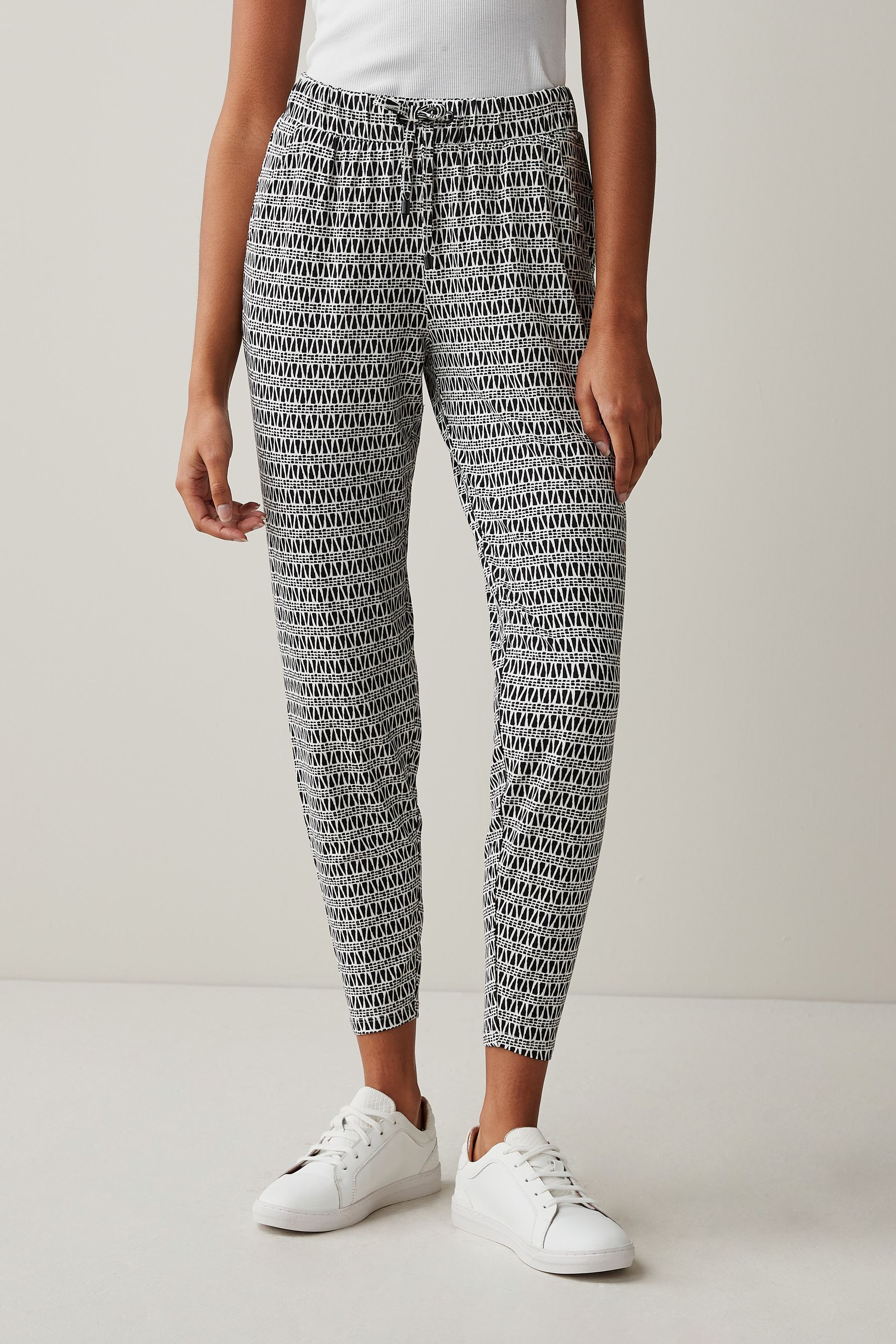 Buy Black White Geo Print Jersey Joggers from the Next UK online shop