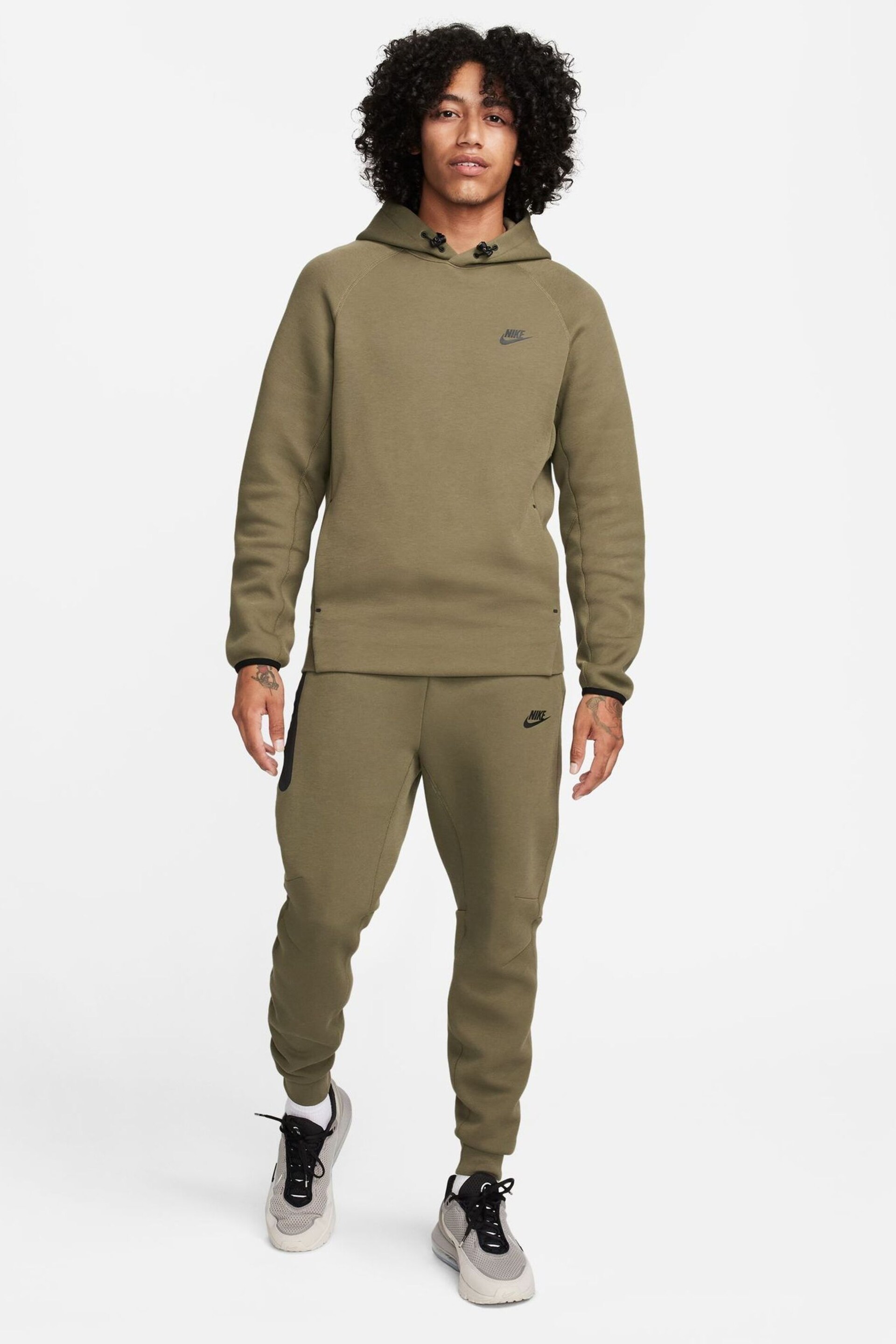 Nike Olive Green Tech Fleece Pullover Hoodie - Image 3 of 17