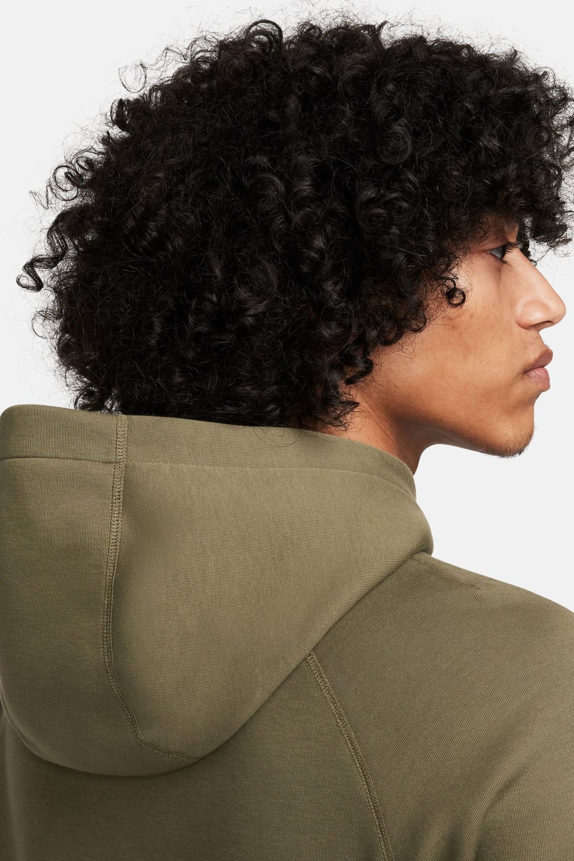 Nike Olive Green Tech Fleece Pullover Hoodie - Image 8 of 17