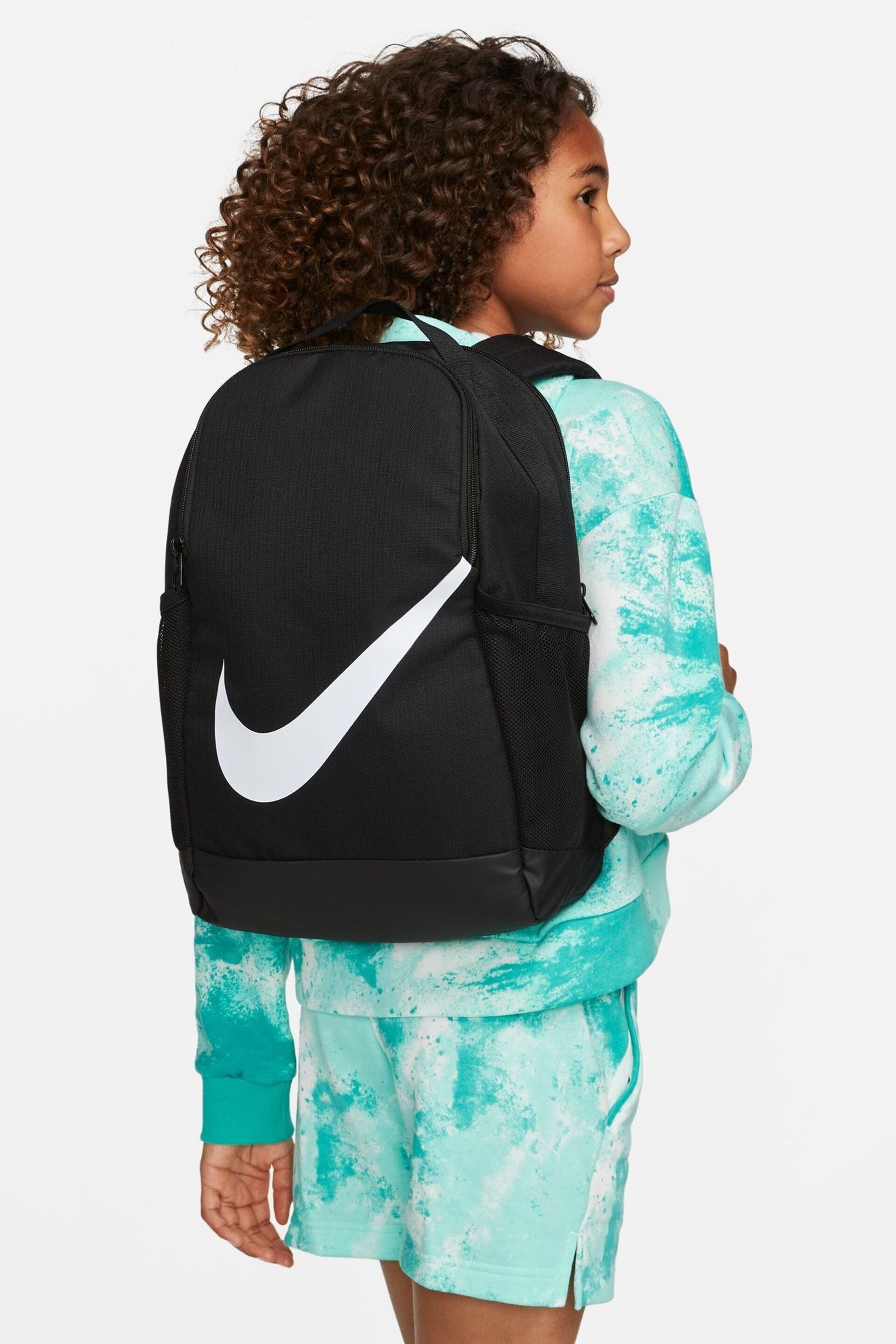 Nike Black/White Brasilia Kids Backpack - Image 3 of 10