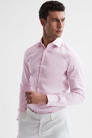 Reiss Pink Remote Cotton Satin Slim Fit Shirt - Image 3 of 6