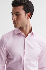 Reiss Pink Remote Cotton Satin Slim Fit Shirt - Image 4 of 6