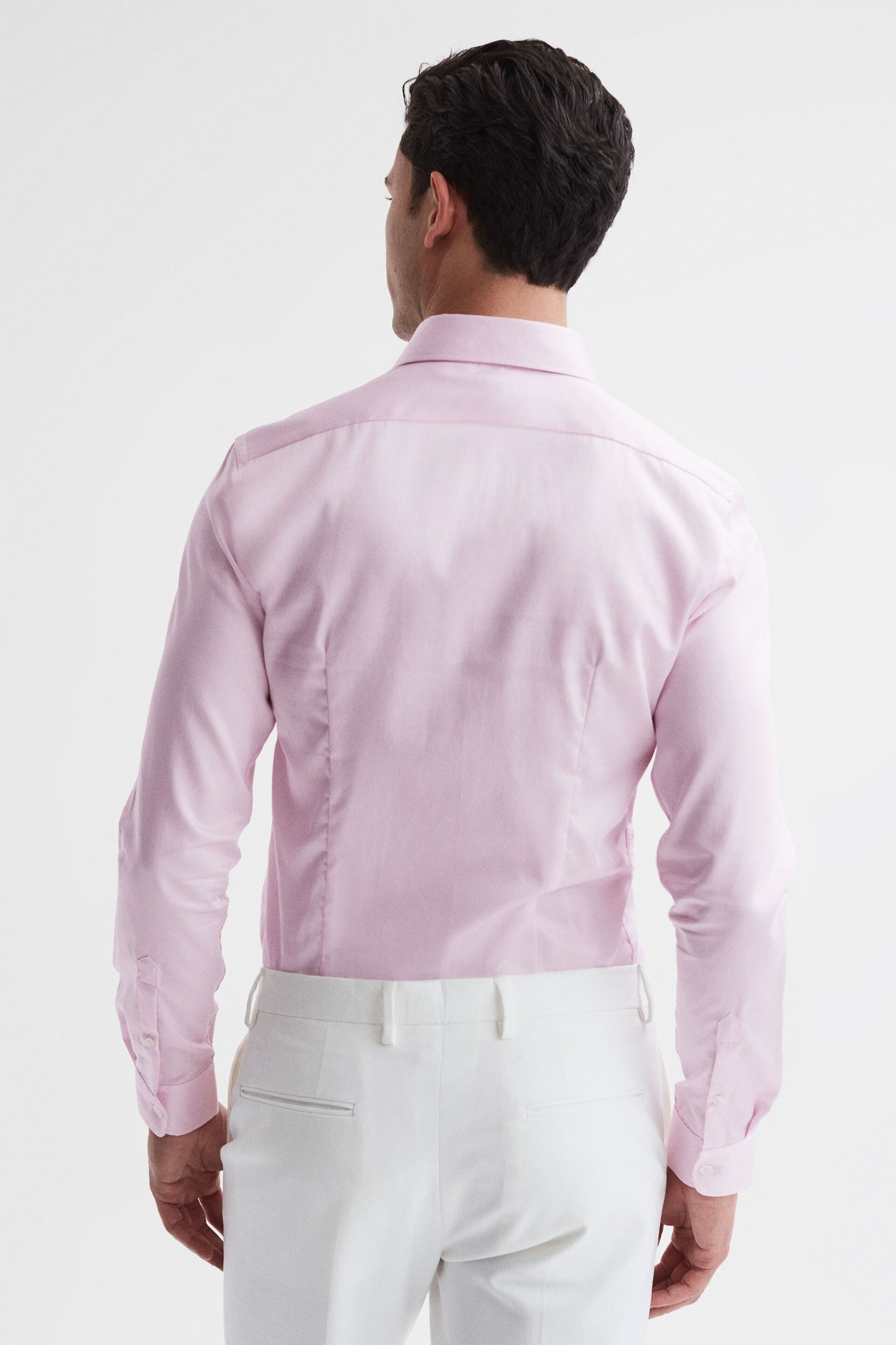 Reiss Pink Remote Cotton Satin Slim Fit Shirt - Image 5 of 6