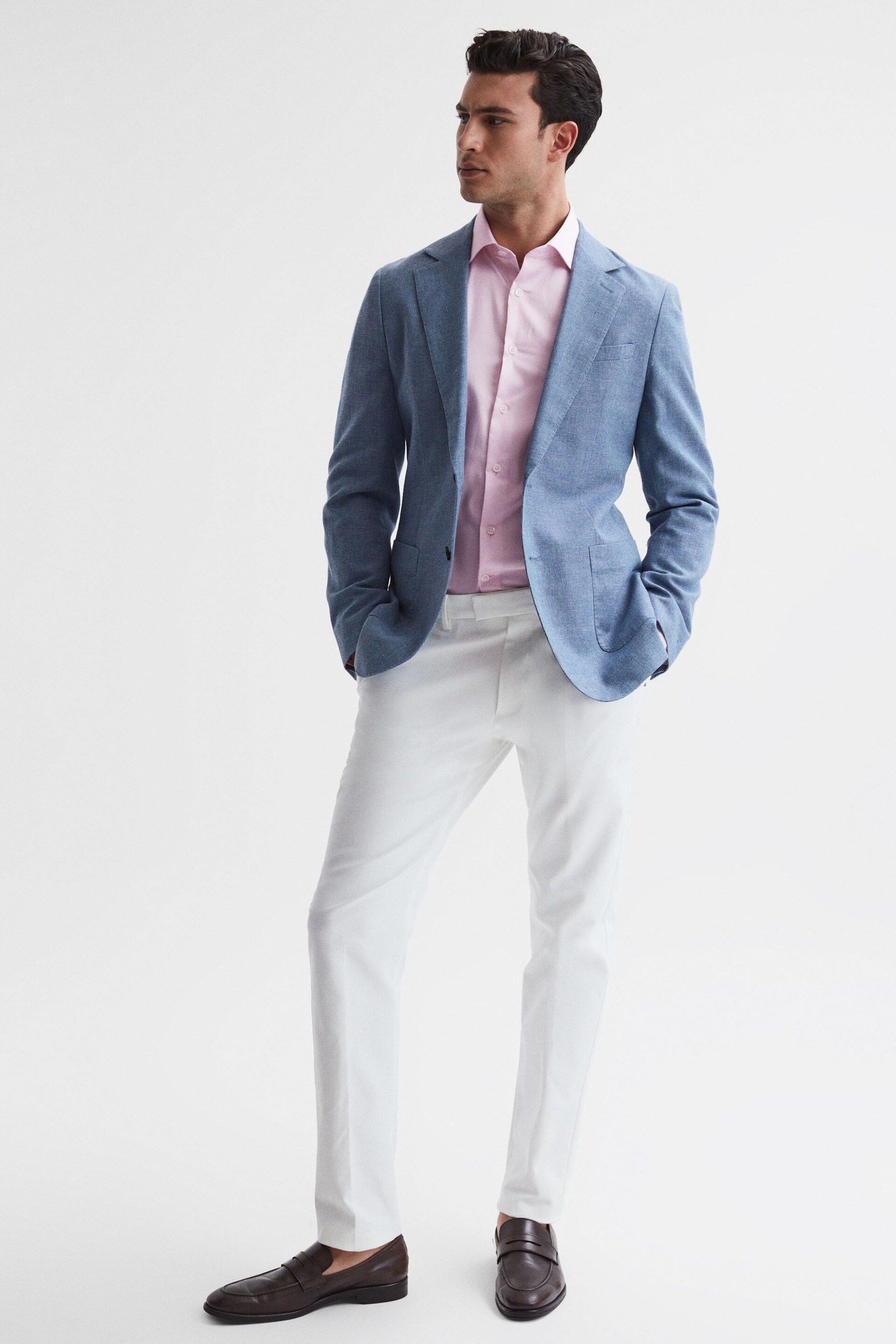 Reiss Pink Remote Cotton Satin Slim Fit Shirt - Image 6 of 6