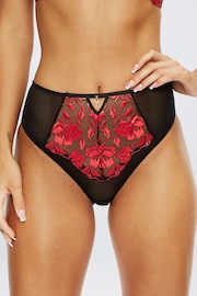 Ann Summers Black The Hero High Waist Floral Print Brazilian Briefs - Image 1 of 7