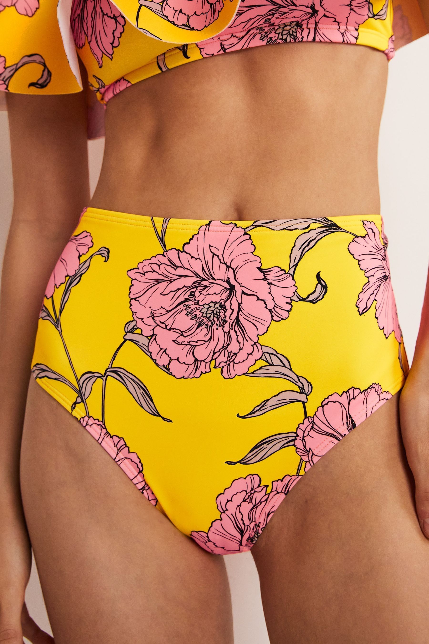 High waisted bikini bottoms yellow clearance