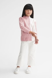 Reiss Pink/White Gaia Junior Colour Block Wool Blend Jumper - Image 3 of 6